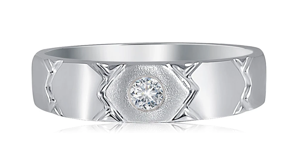 Engraved Diamond Platinum Band