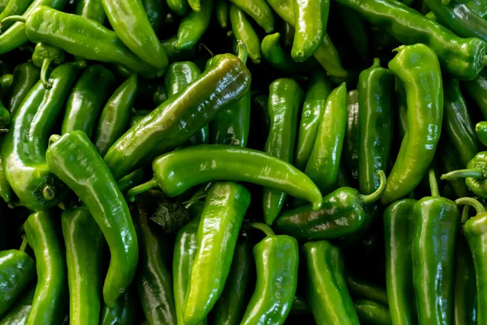 top-view-green-peppers-surface