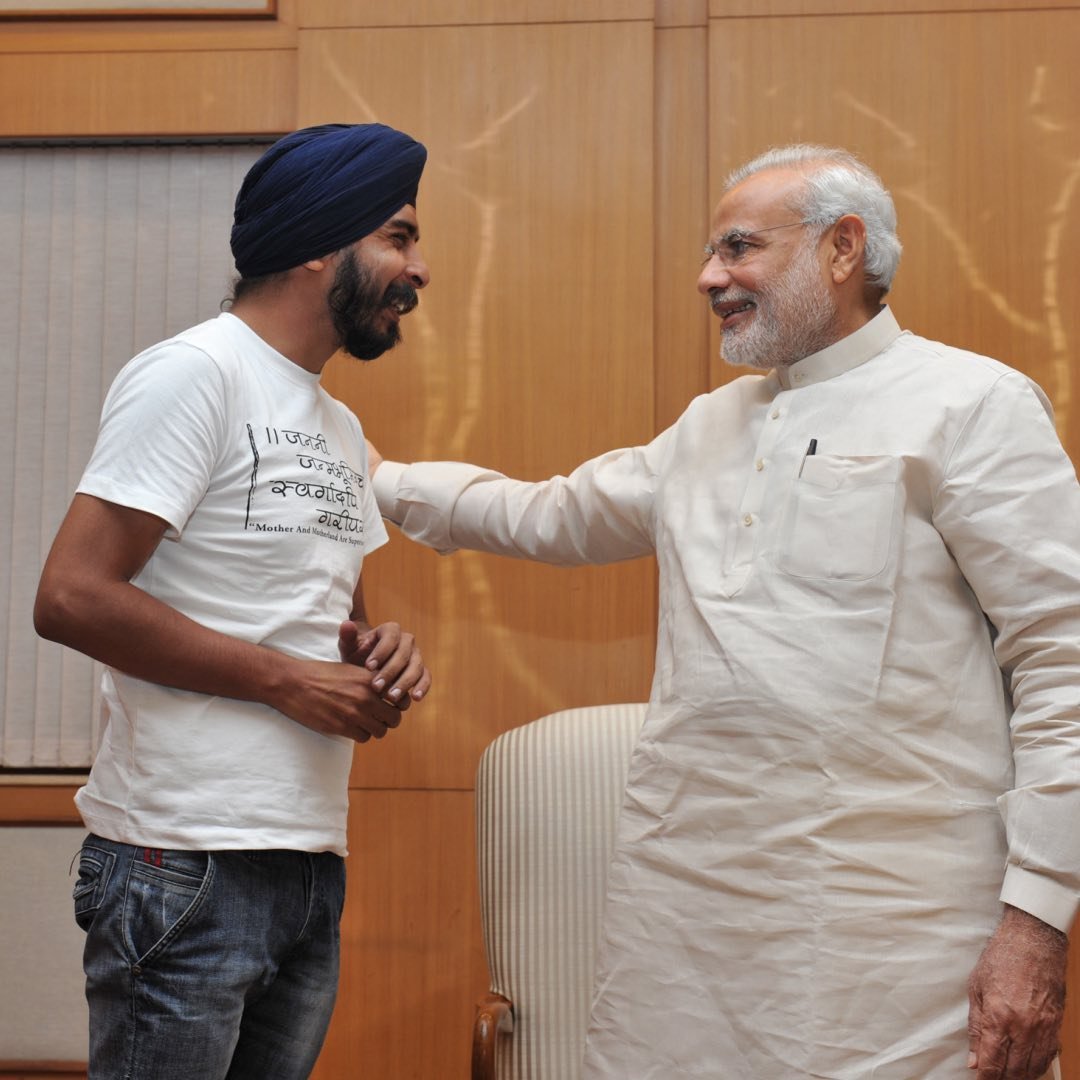 Tajinder Pal Singh Bagga with Narender Modi